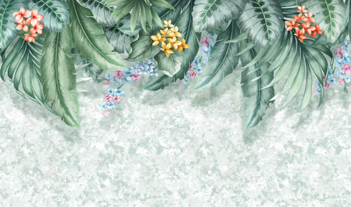 Fototapet fara imbinari Tropical Plants And Floral Leaves [2]