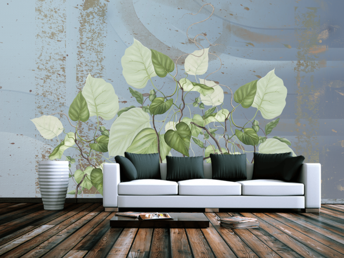 Fototapet fara imbinari Beautiful Painted Flowering Leaves [2]