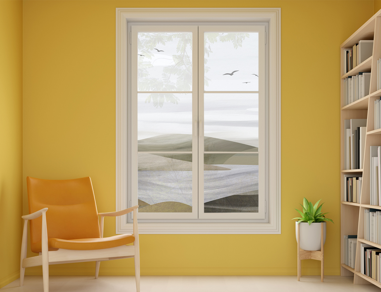 Autocolant Geam Imprimat - Pictura Valuri Abstracte [3]