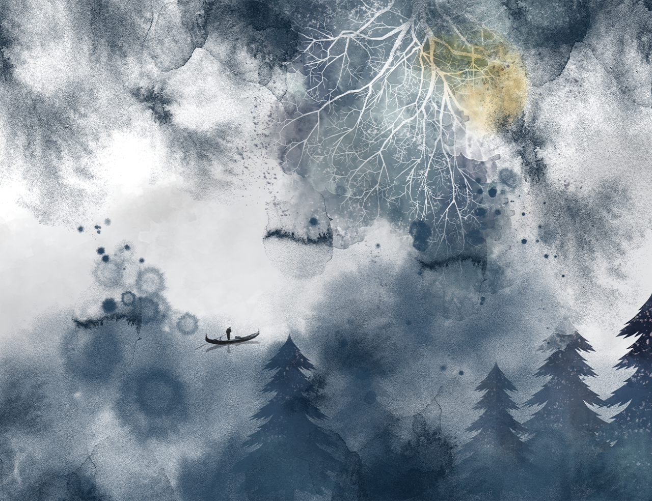 Folie Autocolanta Geam - Watercolor Forest [3]