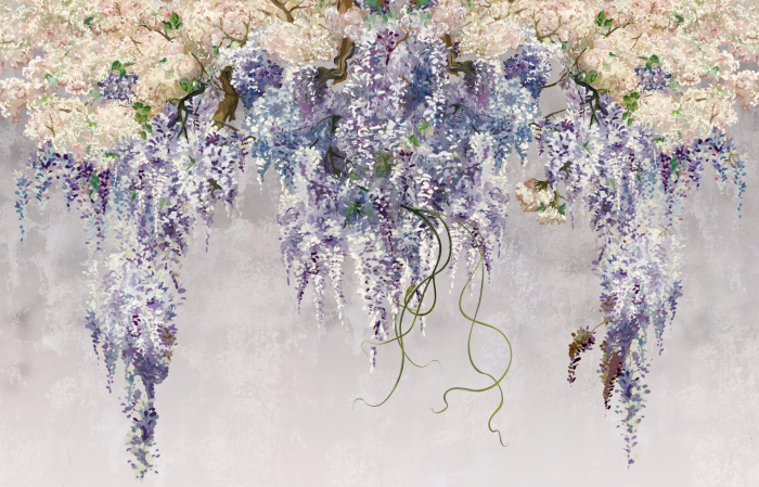Fototapet fara imbinari Beautiful Watercolor Lilac Branches [3]
