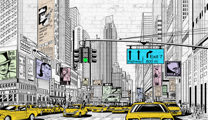 Fototapet Drawing City color [2]