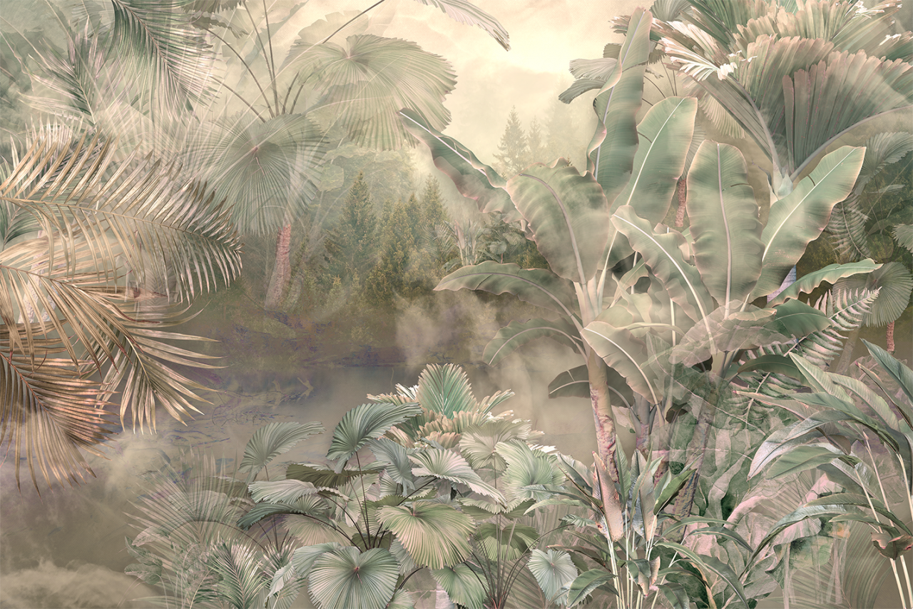 Model fototapet fara imbinari abstract jungle pentru dormitor si living [3]