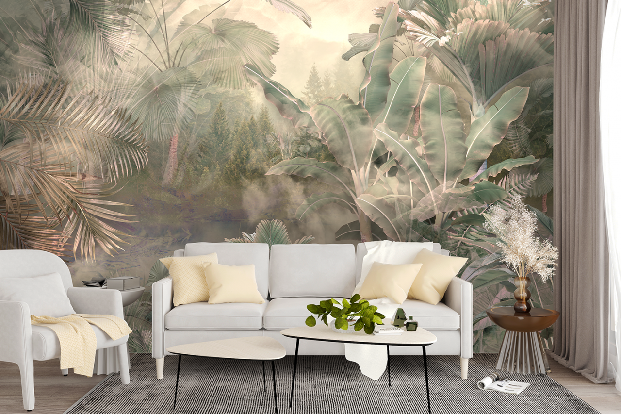 Model fototapet fara imbinari abstract jungle pentru dormitor si living [2]