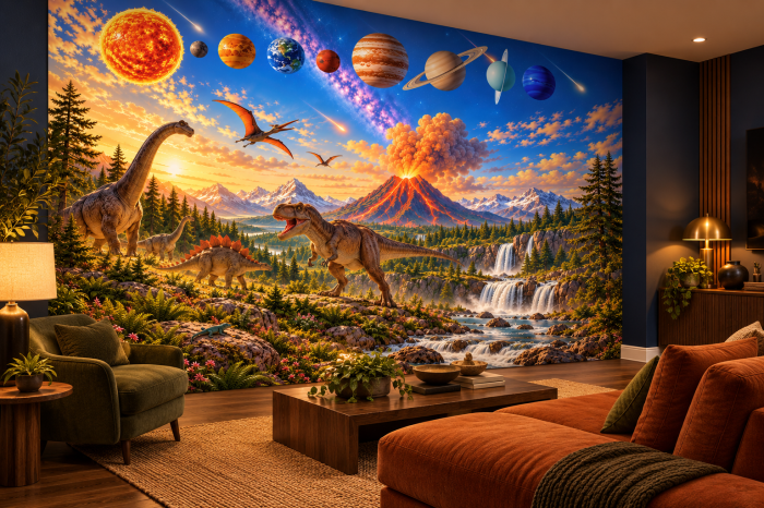 Fototapet Dinozauri și Planete Fără Îmbinări | Dreamwall.ro [3]