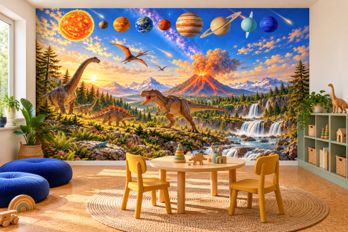 Fototapet Dinozauri și Planete Fără Îmbinări | Dreamwall.ro [2]
