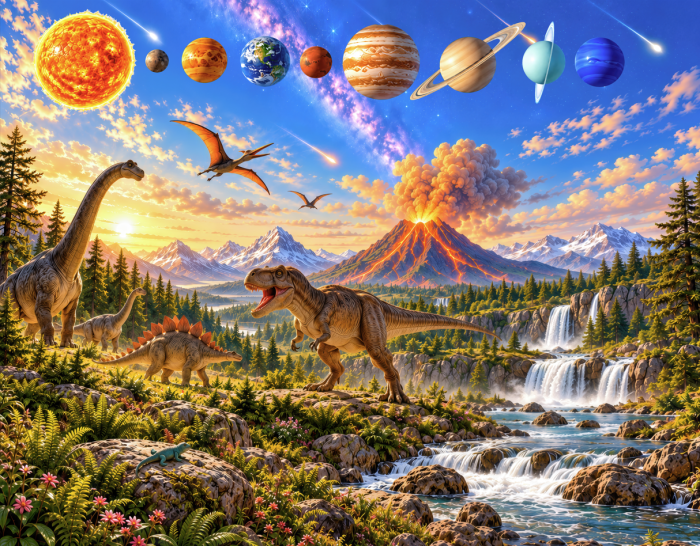 Fototapet Dinozauri și Planete Fără Îmbinări | Dreamwall.ro [5]