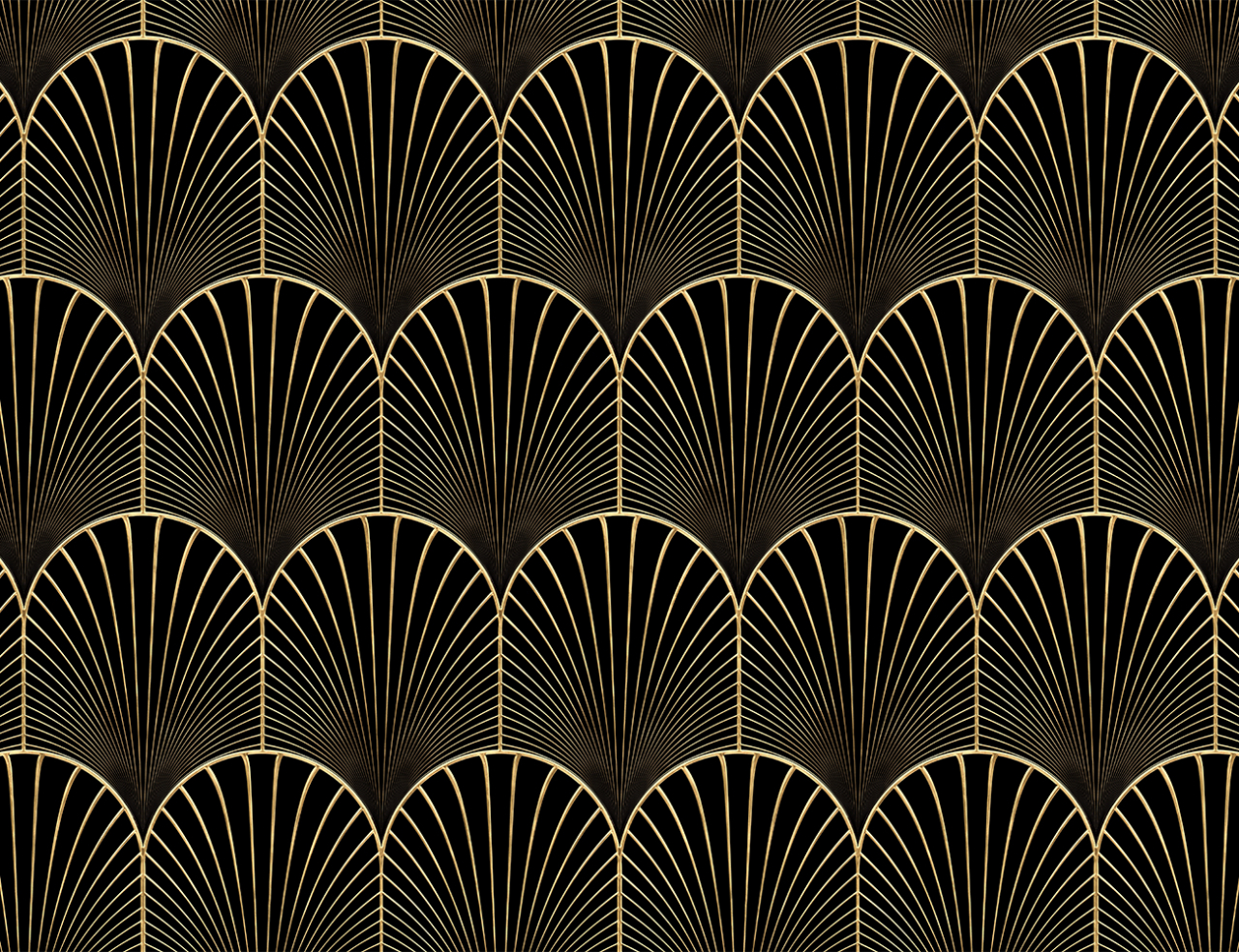 Fototapet fara imbinari Eleganță Art Deco în Auriu și Negru [4]