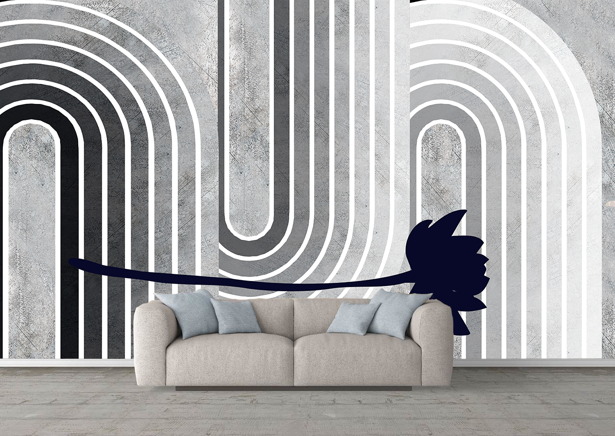 Fototapet fara imbinari geometrie alb negru grunge beton [2]