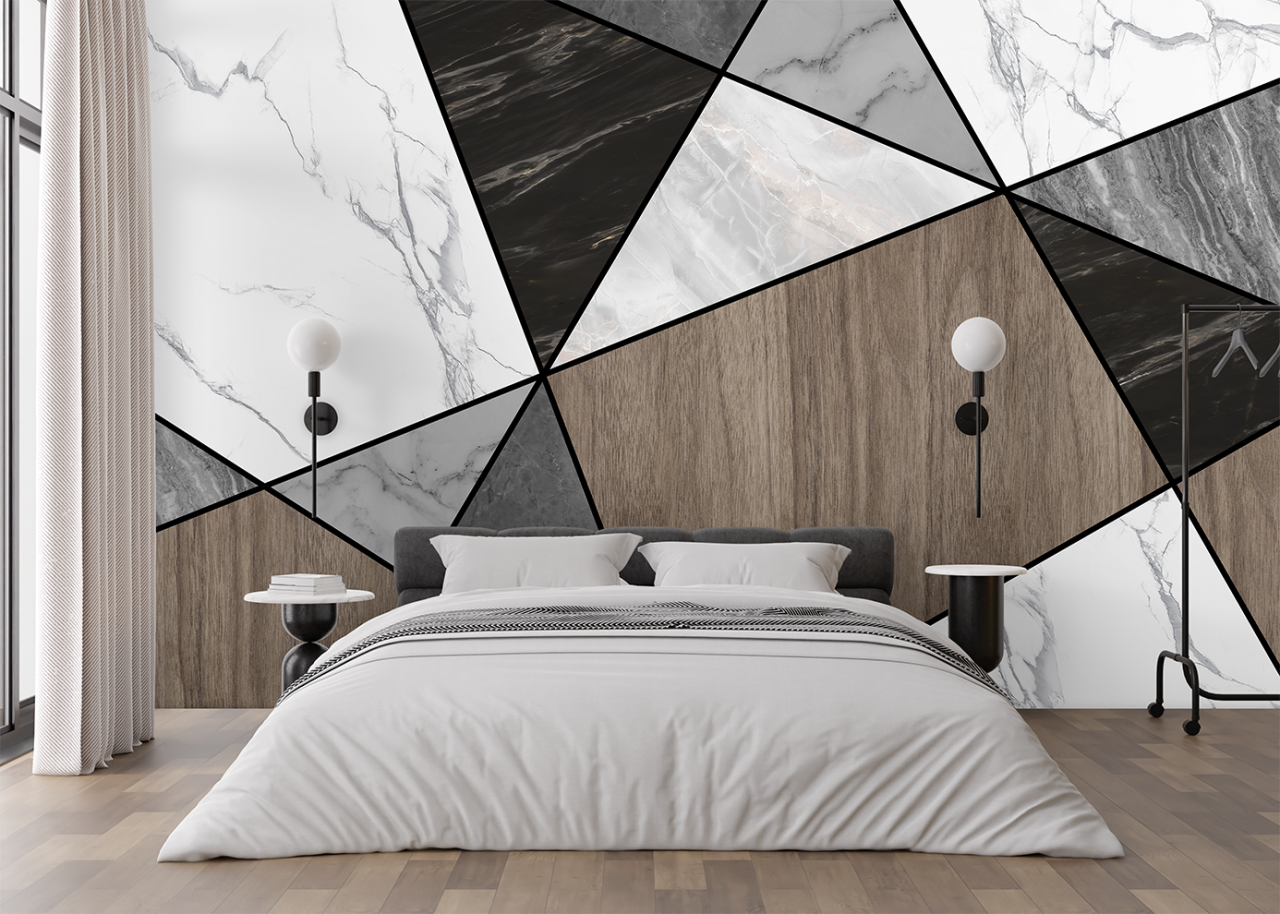 Fototapet fara Imbinari Geometrie Aspect Marmua Lemn [2]