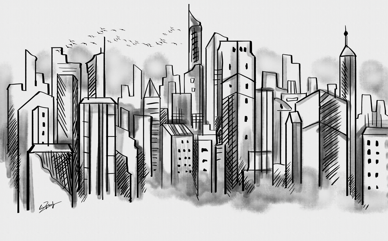 Fototapet fara imbinari Grey City [2]