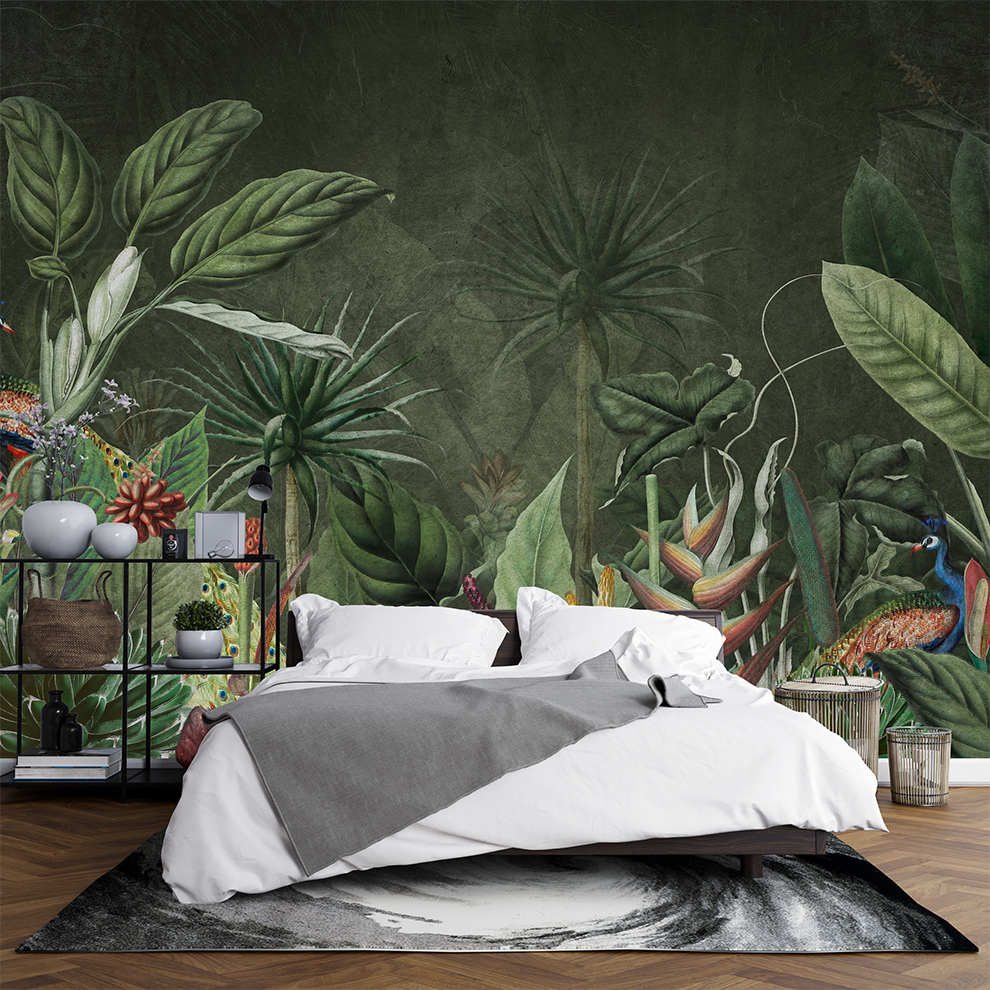 Fototapet fara imbinari jungla verde frunze tropicale animale [3]