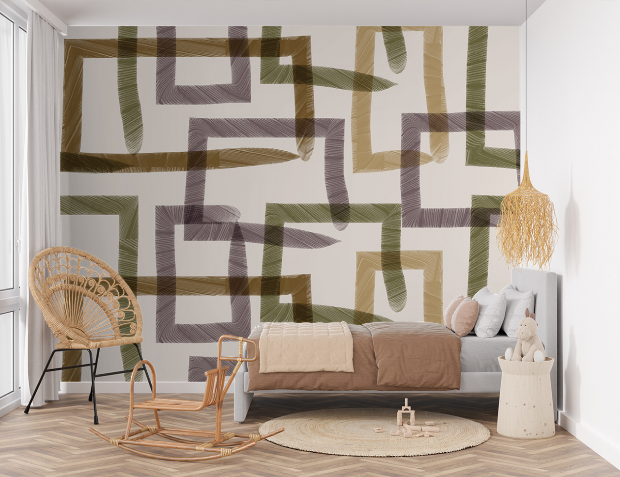 Fototapet Fara Imbinari Linii Geometrice Bej [2]