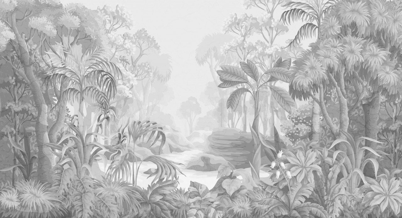 model fototapet personalizat alb negru cu frunze tropical tema natura pentru orice incapere [2]