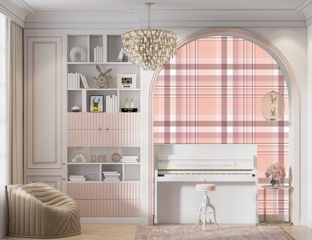 Fototapet fara imbinari Tip Burberry Roz [2]