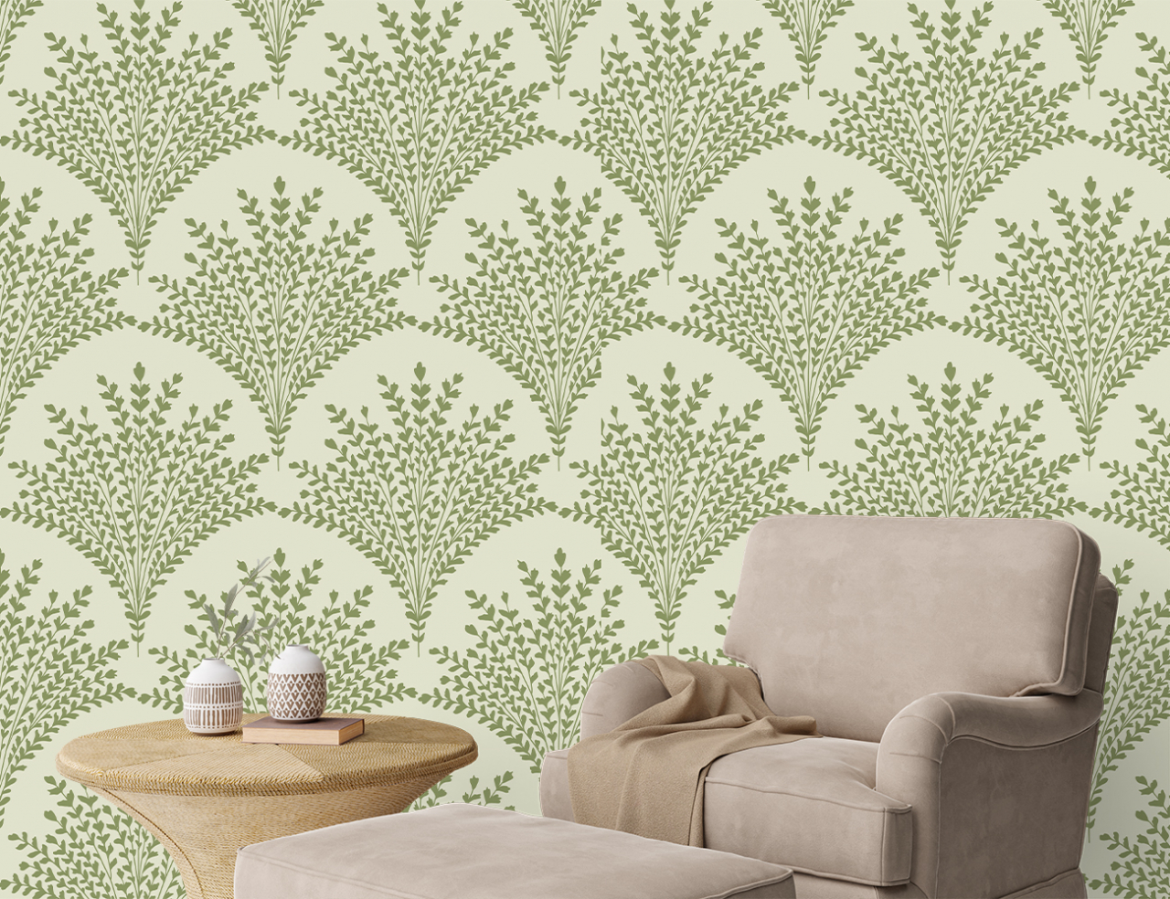 Fototapet Fara Imbinari Vintage Green Pattern [2]