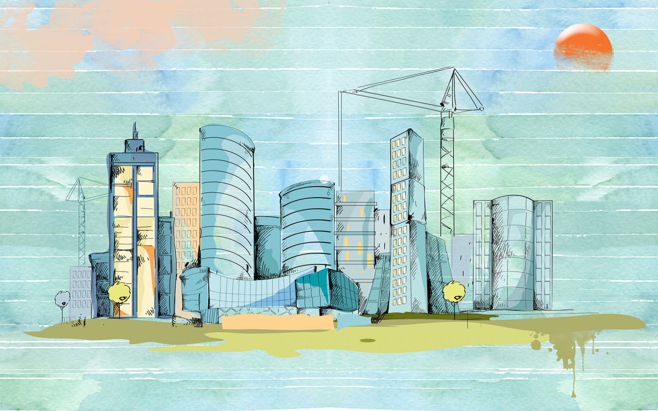 Fototapet fara imbinari Watercolour City [2]