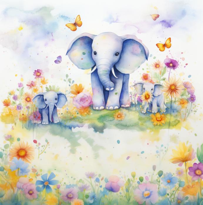 Fototapet fara imbinari Watercolour Elephant [2]