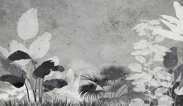 Fototapet fara imbinari Black And White Tropical Leaves [3]