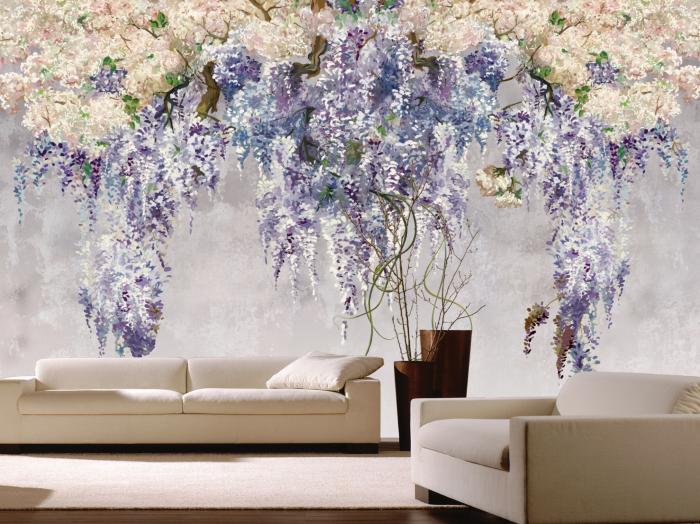 Fototapet fara imbinari Beautiful Watercolor Lilac Branches [2]