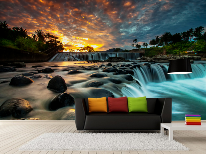 Fototapet fara imbinari Sunset Waterfall [2]