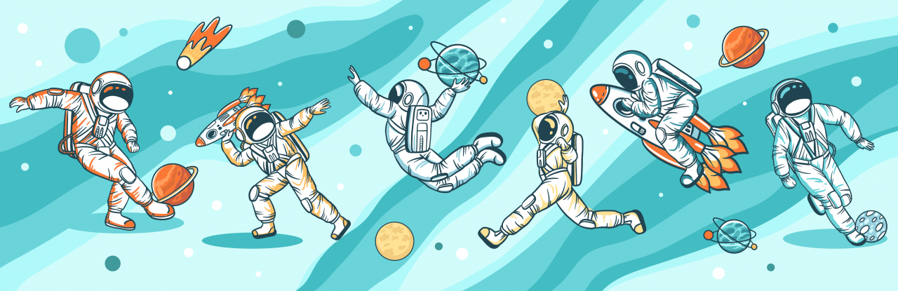Fototapet pentru copii Astronauiti In Spatiu [4]
