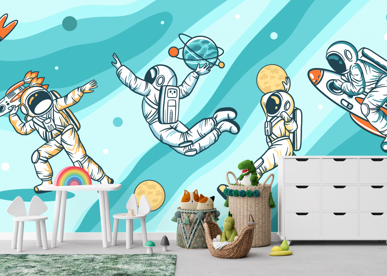Fototapet pentru copii Astronauiti In Spatiu [3]