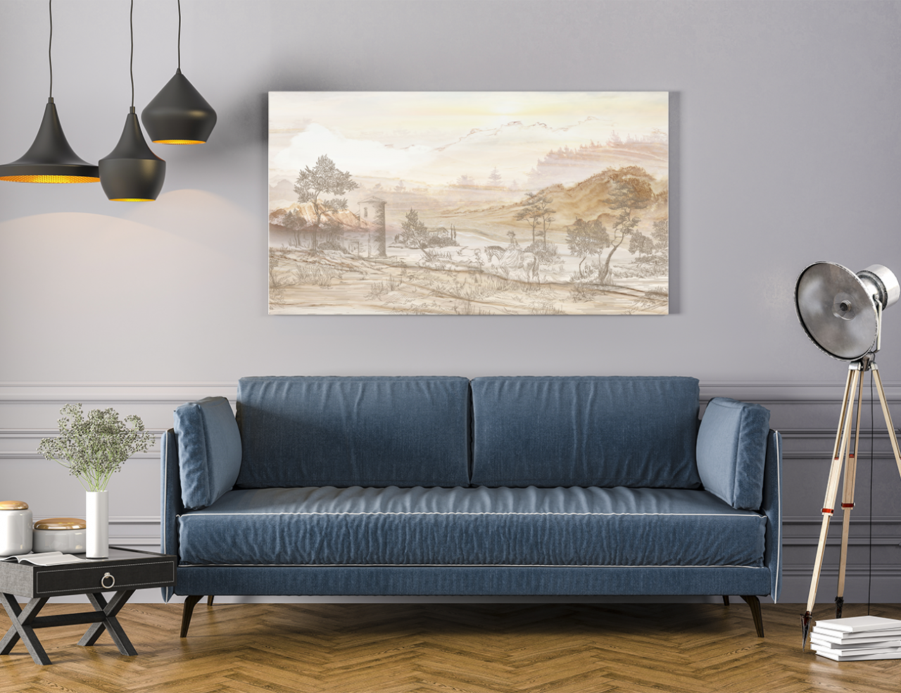 Tablou Canvas Peisaj Bej - Living & Dormitor [3]