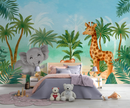 Pentru copii - Fototapet fara imbinari Fun Tropical Wolrd