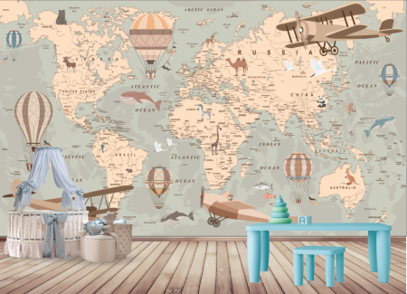 Fototapet World Fly Map