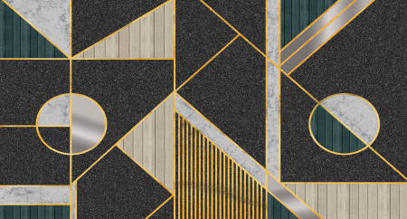 Fototapet fara imbinari Geometry In Black And Gold Tones [1]