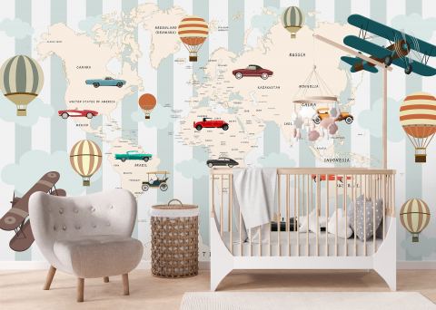 Fototapet fara imbinari Playful World Map