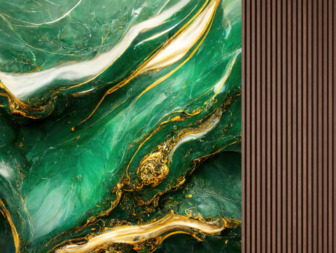 Fototapet fara imbinari Green And Gold Marble [2]
