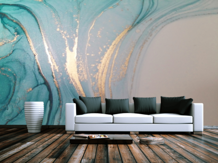 Fototapet fara imbinari Dream Saturated Turquoise With Golden Waves [1]