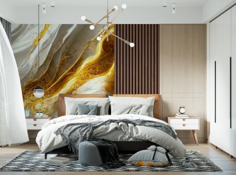 Abstract - Fototapet fara imbinari Abstract Gold And White Luxury Marble