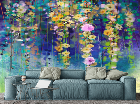 Watercolor - Fototapet fara imbinari Dream Painted Flowers