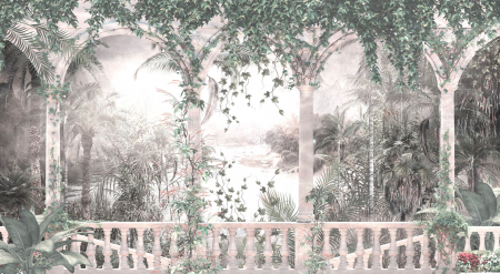 Fototapet fara imbinari Old Arches With Leaves [1]