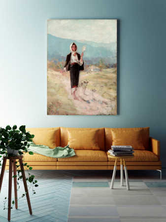 Tablouri Canvas - Tablou Canvas Nicolae Grigorescu - Taranca cu Furca