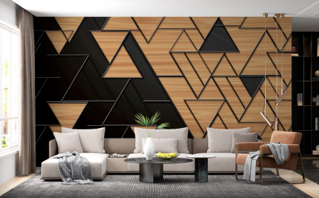 Forme Geometrice - Fototapet fara imbinari Abstract World Triangles