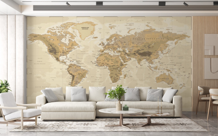 Fototapet fara imbinari Beige World Map [1]