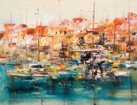 Tablou Boats In The Harbor L100xH80cm [1]