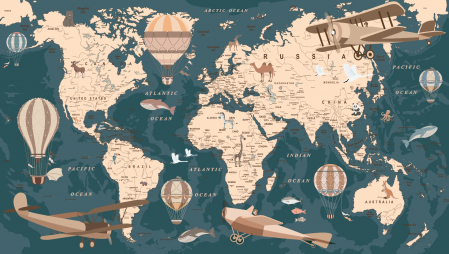 Fototapet fara imbinari Retro World Map [2]