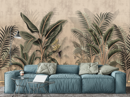 Tropical - Fototapet fara imbinari Tropical Drawn