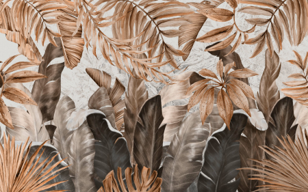 Fototapet fara imbinari Tropical Plants And Leafs Sepia Color [2]