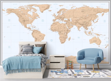 Fototapet fara imbinari Relief World Map [1]