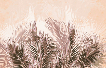 Fototapet fara imbinari Beige Tropical Leaves [1]