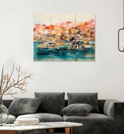 Tablou Boats In The Harbor L100xH80cm