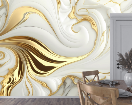 Fluid Art - Fototapet fara imbinari Golden Wave
