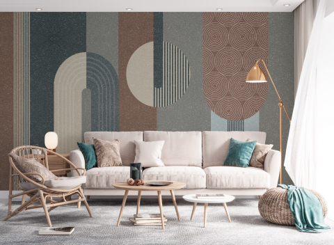 Fototapet fara imbinari Minimalist Shapes Circles And Lines [1]