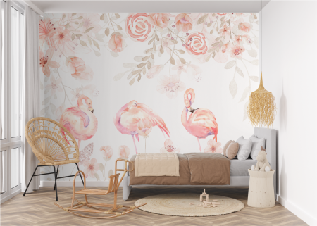 Tropical - Fototapet fara imbinari Soft Pink On White